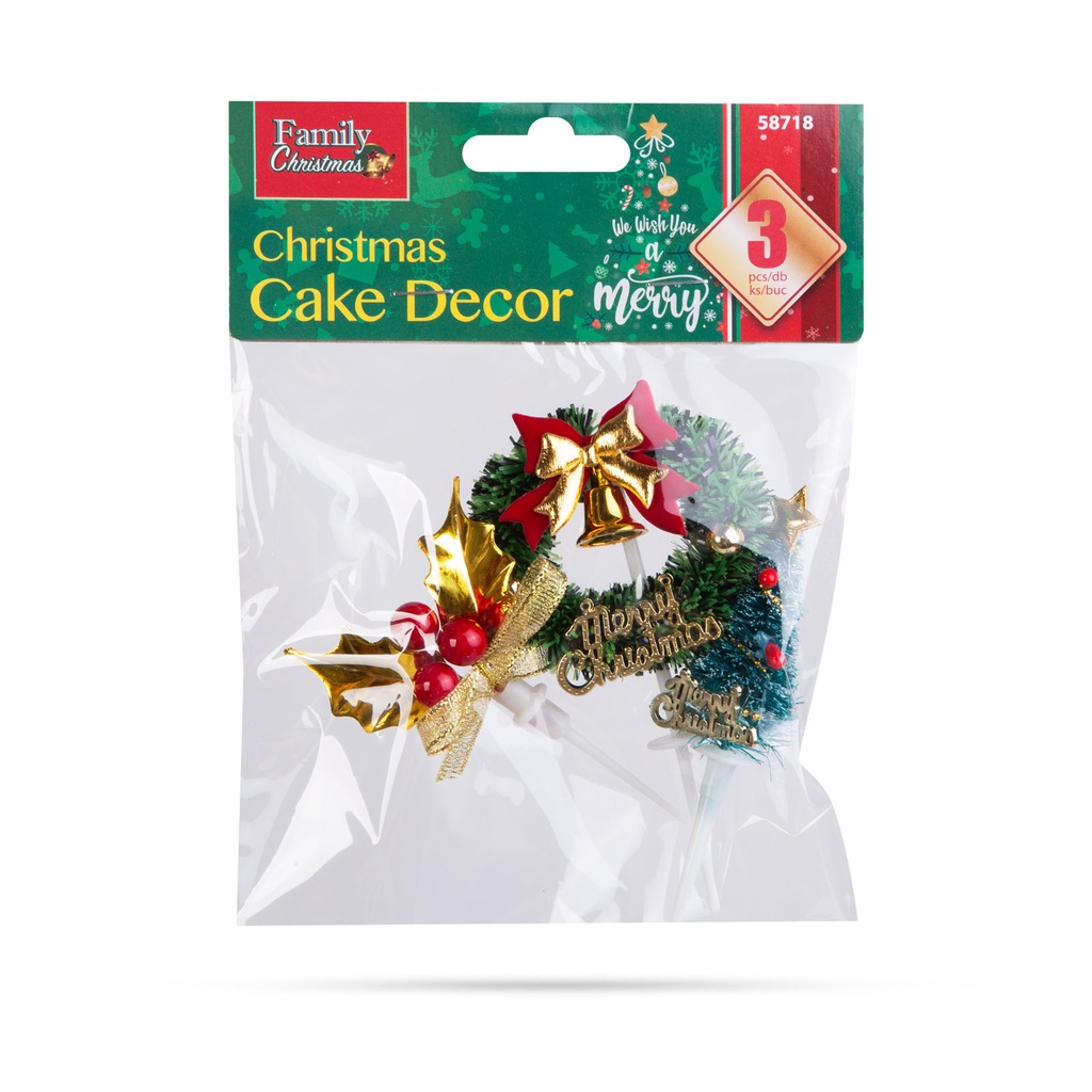 Decor tort, Craciun, 10 cm, set 3 buc.