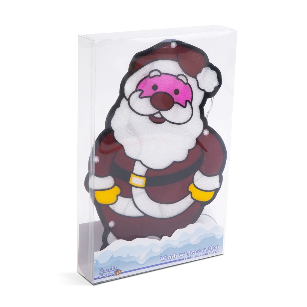 Decor fereastra LED PVC, Mos Craciun, 27x17cm