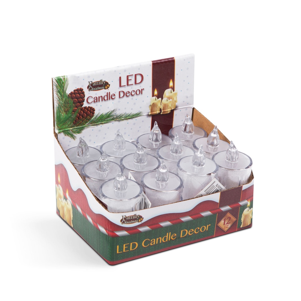 Decor lumanare LED, plastic, alb cald, 7.5x3.6cm