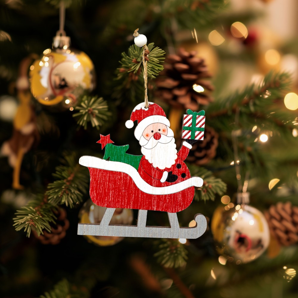 Decor brad, Mos Craciun, 21.5x11.5cm