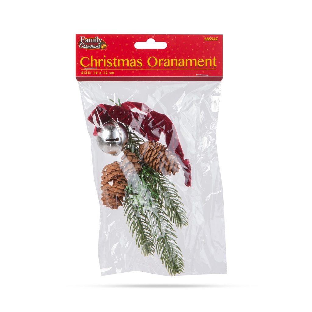 Decor usa, pin artificial cu con, clopot, 16x15cm