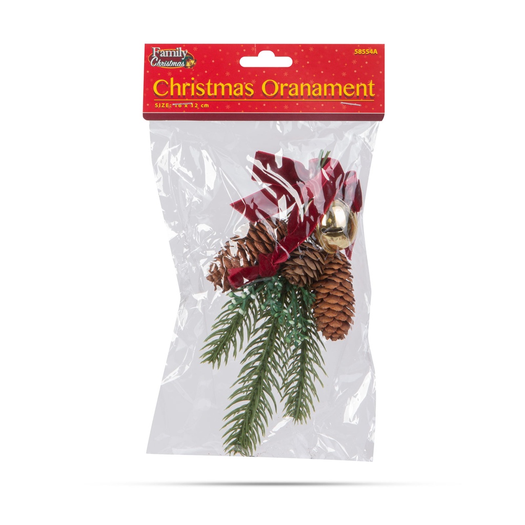 Decor usa, pin artificial cu con, clopot, 16x15cm