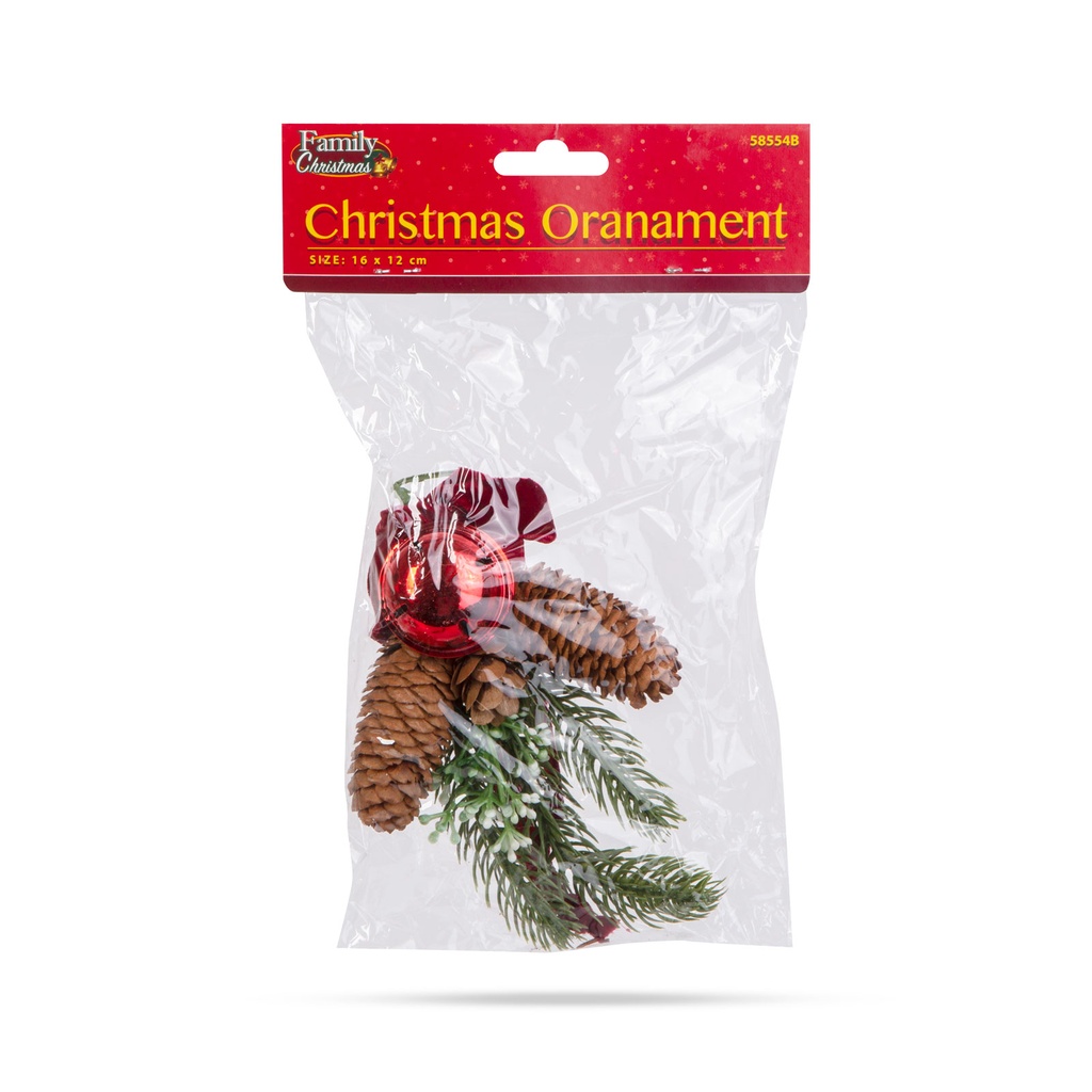 Decor usa, pin artificial cu con, clopot, 16x15cm