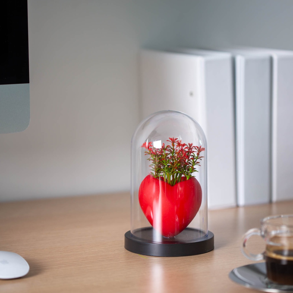 Decor plante artificiale, inima visiniu, 11x18cm