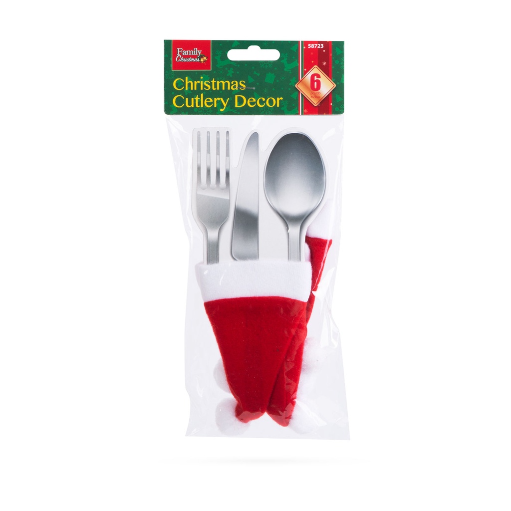 Decor tacamuri, fes Mos Craciun, 17 cm, set 6 buc.