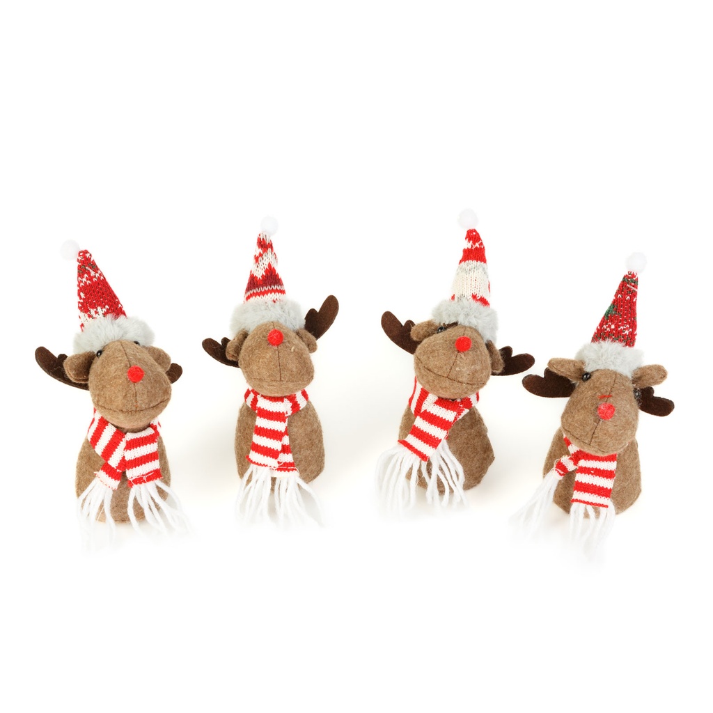 Decor Craciun, ren cu caciulita, 4 modele, 18cm