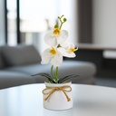 Planta artificiala decor, orhidee alba, 20x9cm