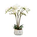 Planta artificiala decorativa, orhidee alba, 58cm