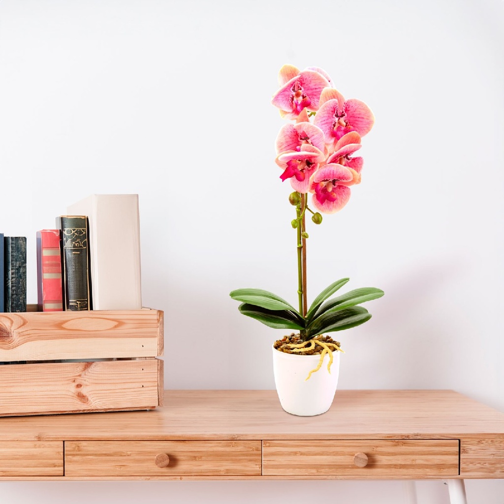 Planta artificiala decorativa, orhidee roz, 48 cm