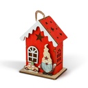 Casuta cu spiridus, LED, alb cald, rosu, 7.5x5x10cm