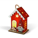 Casuta cu spiridus, LED, alb cald, rosu, 7.5x5x10cm