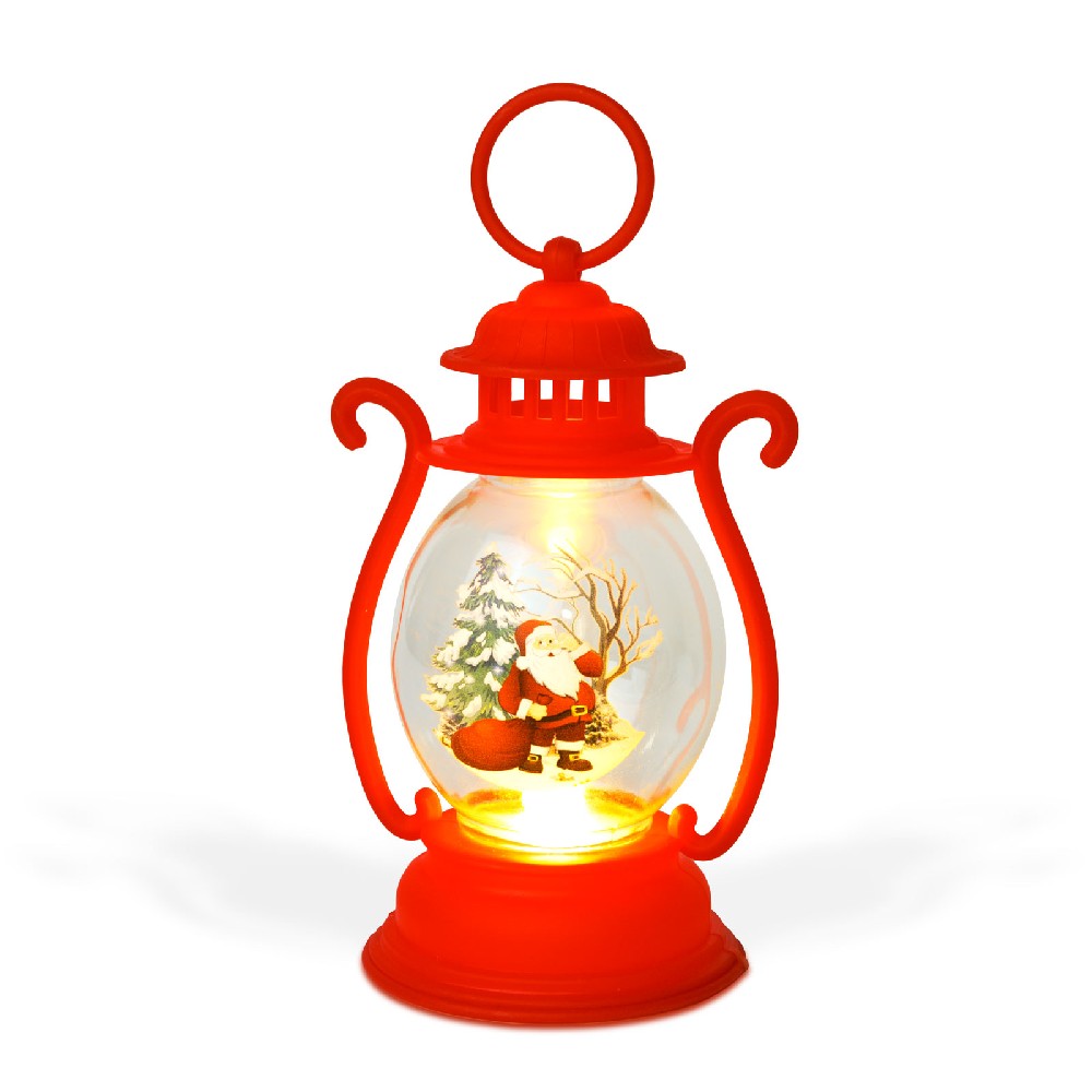 Felinar cu LED, Mos Craciun, Rosu, 16.5x7cm