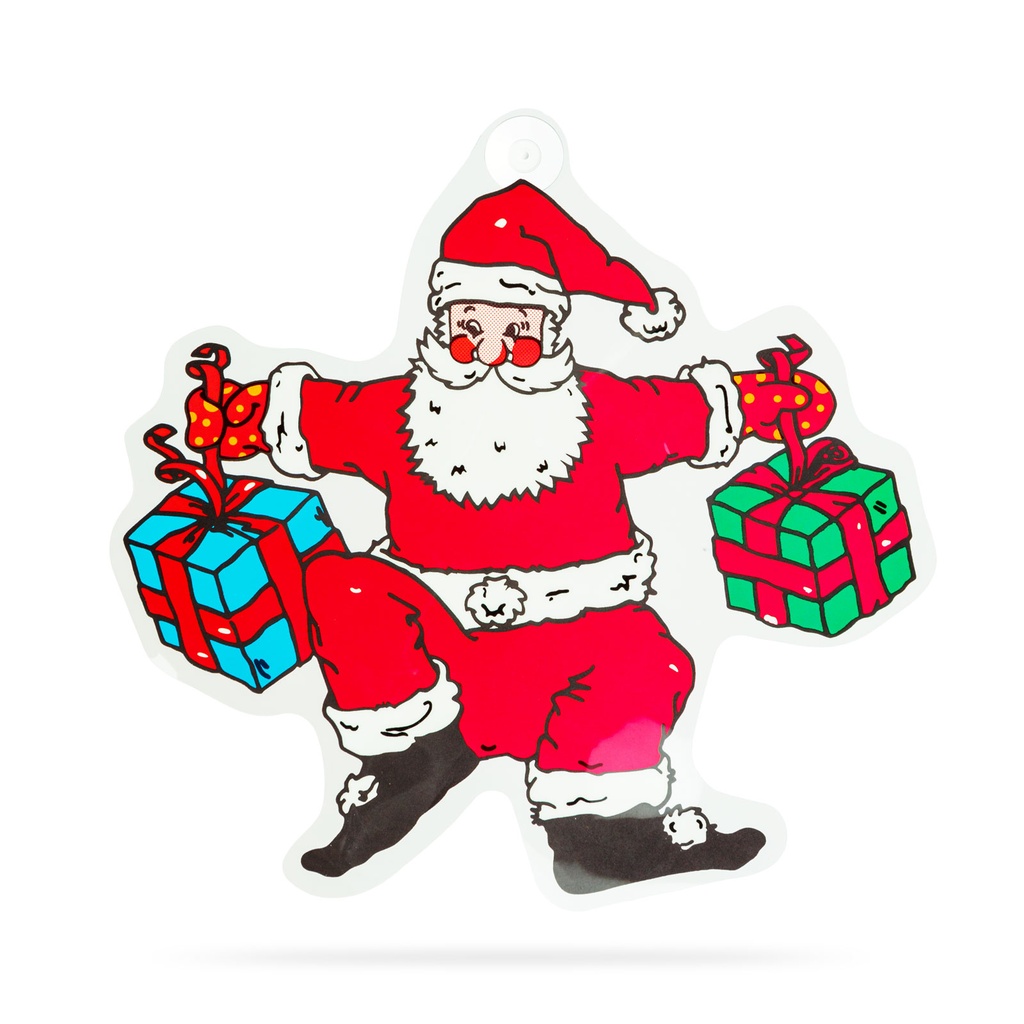 Decoratiune de fereastra, Mos, cu ventuza, rosu, 30x29cm