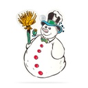 Decoratiune de fereastra, om de zapada, cu ventuza, alb, 30x29cm