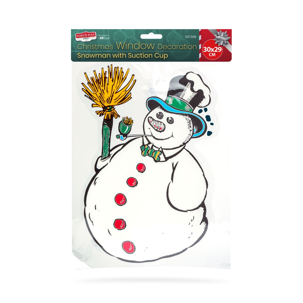Decoratiune de fereastra, om de zapada, cu ventuza, alb, 30x29cm