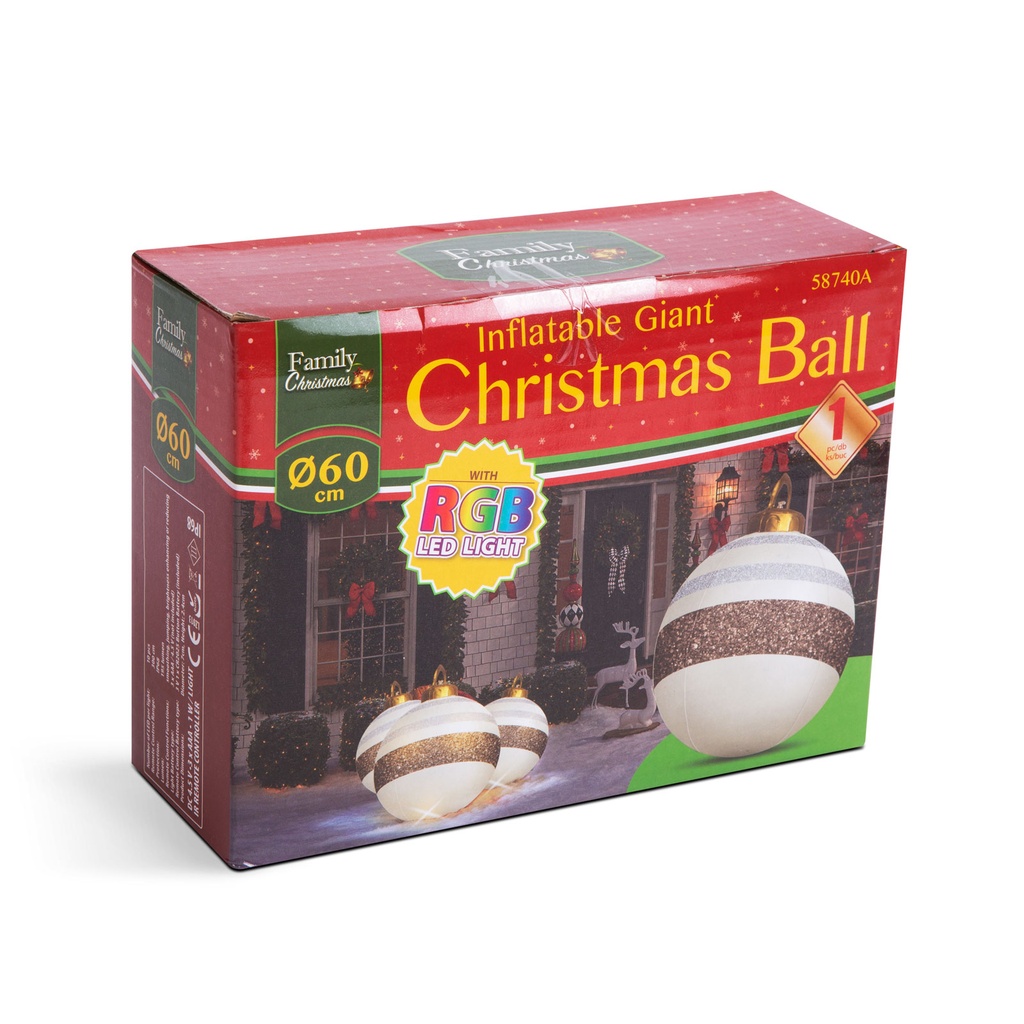 Decoratiune de pom RGB LED gonflabila, alb, 60cm