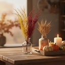 Decoratiune de toamna, sclipici galben si bordo, 2 modele, 40cm