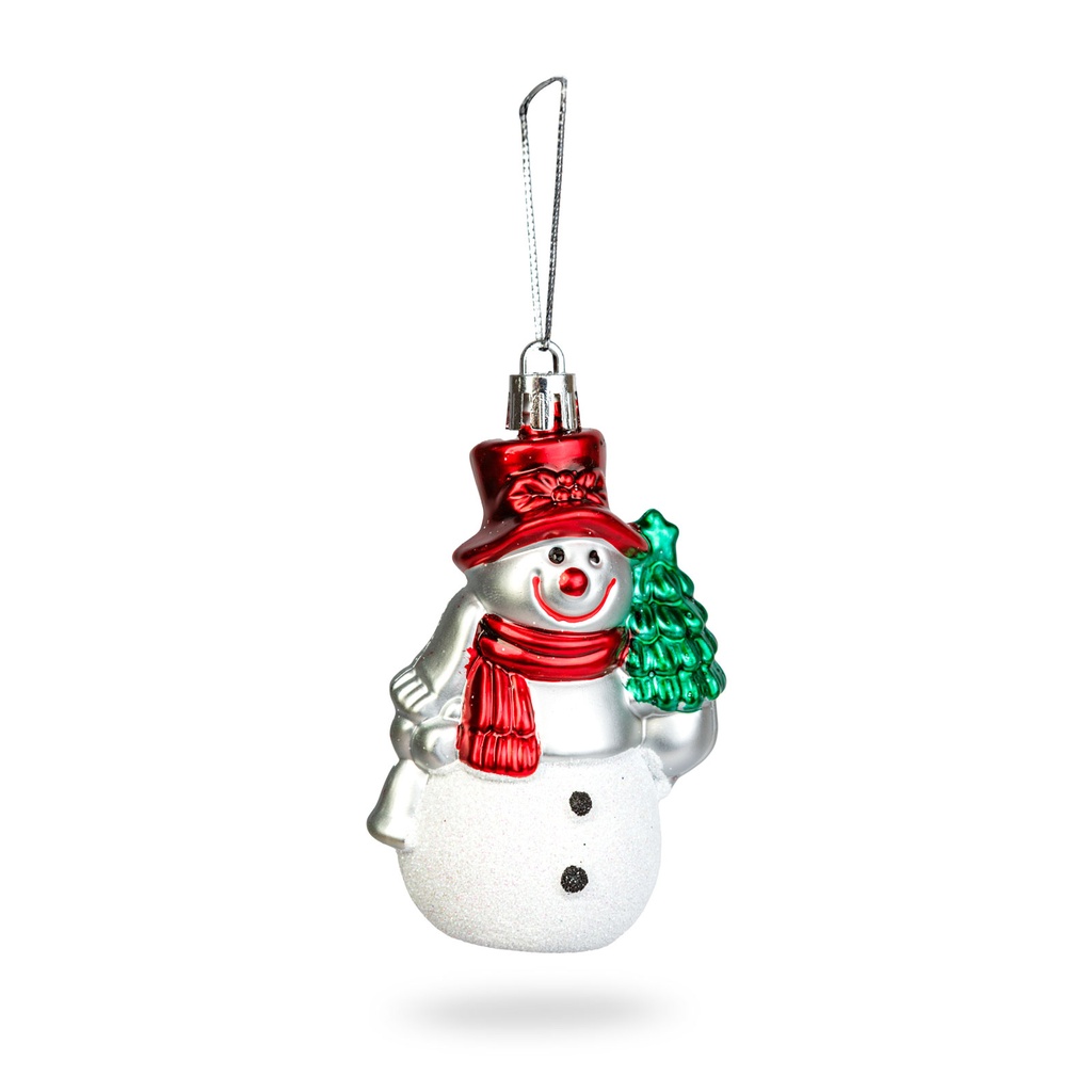 Decoratiune festiva, figura om e zapada, suspendabila, plastic, 9x5.5cm