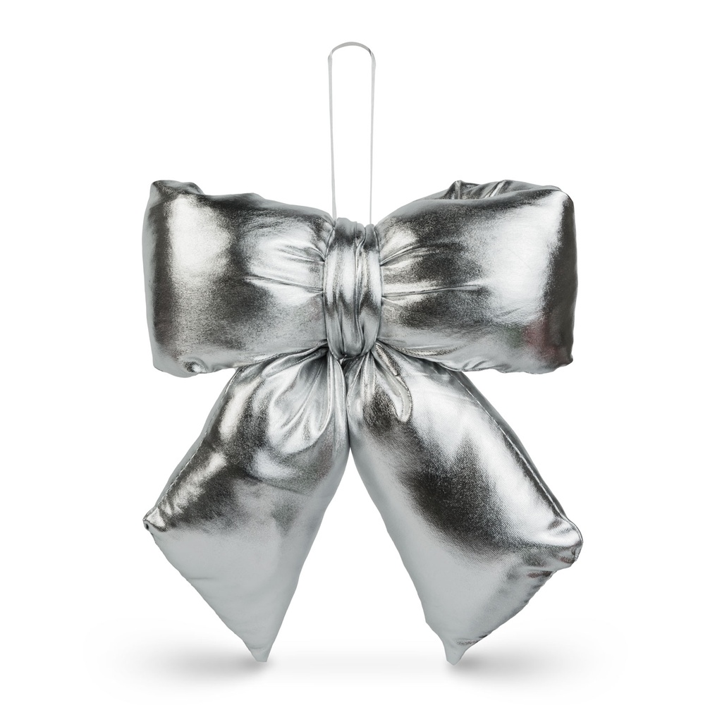 Decoratiune funda argintie sclipitoare, poliester, 21x19cm