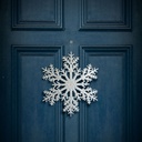 Decoratiune tip fulg de gheata, suspendabila, glitter argintiu, 31cm