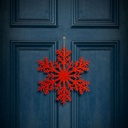 Decoratiune tip fulg de gheata, suspendabila, glitter rosu, 31cm