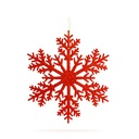 Decoratiune tip fulg de gheata, suspendabila, glitter rosu, 31cm