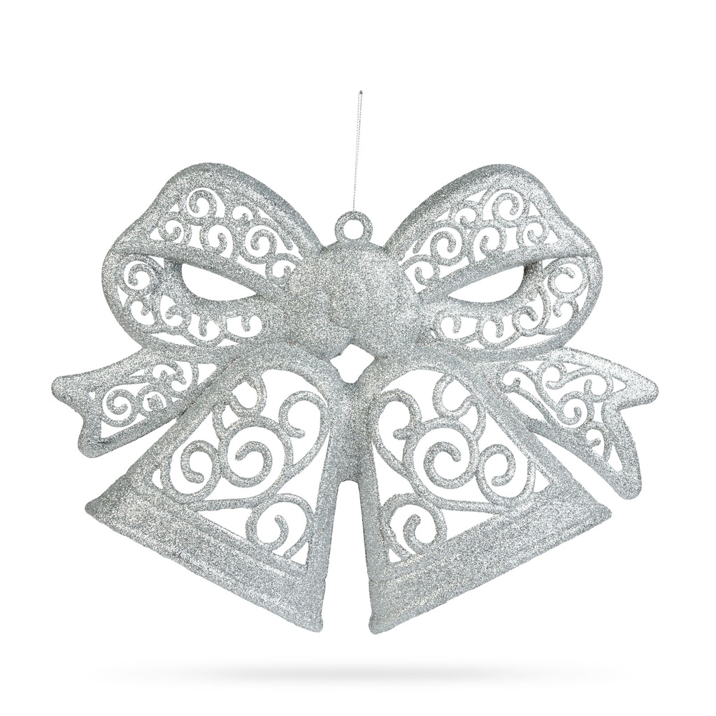 Decoratiune tip funda,suspendabila, argintie, 35cm