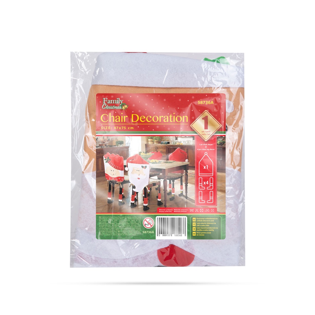 Decoratiuni pt scaune, Mos Craciun, 47x75cm