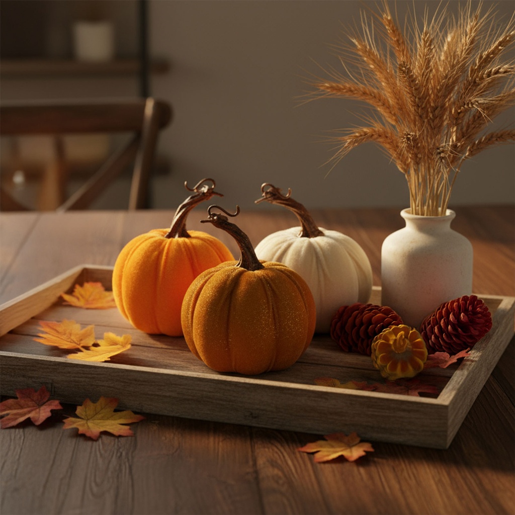 Dovleac decorativ cu finisaj sclipitor, 3 modele, 11x13cm