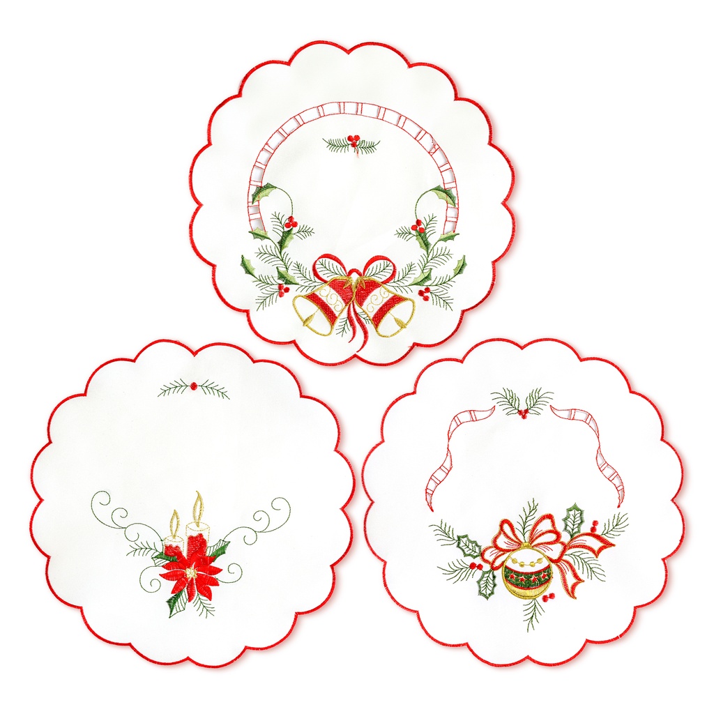 Fata de masa brodata rotunda, 3 modele, 29cm