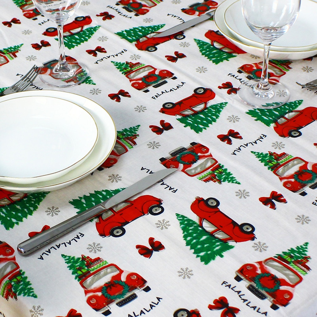 Fata de masa Craciun, masina cu brad, 132x178cm