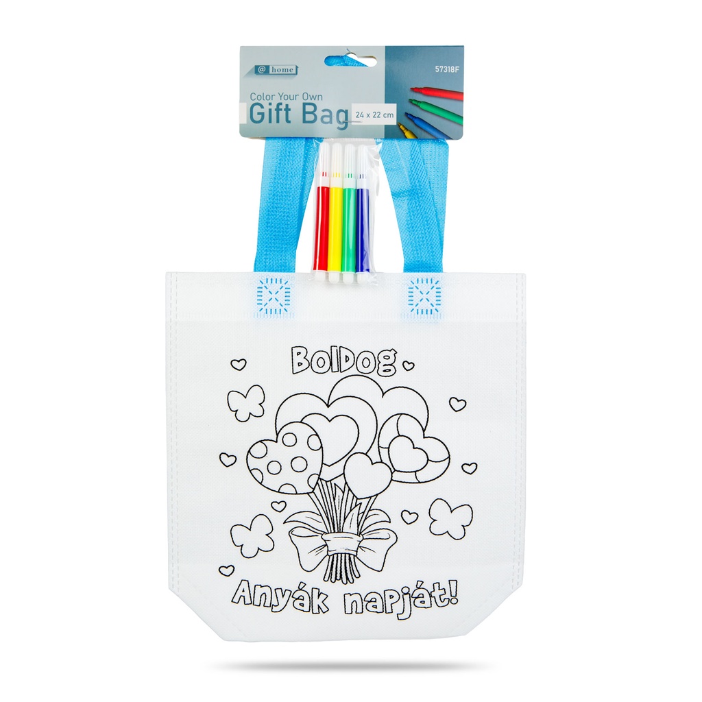 Geanta cadou colorabila, cu 4 markere, 24x22cm