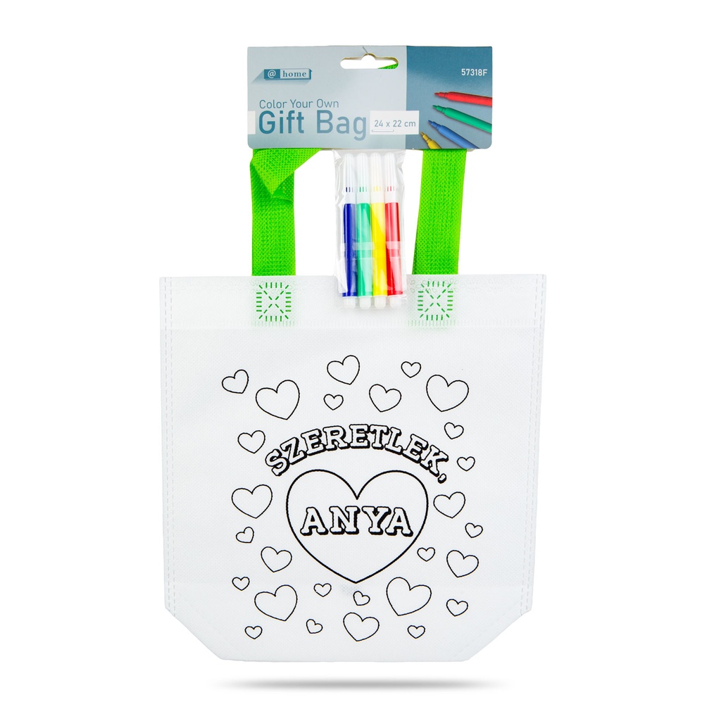 Geanta cadou colorabila, cu 4 markere, 24x22cm