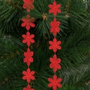 Ghirlanda de Craciun, fulgi de nea, rosu, 2.7m