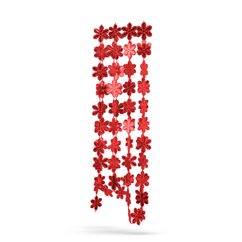 Ghirlanda de Craciun, fulgi de nea, rosu, 2.7m