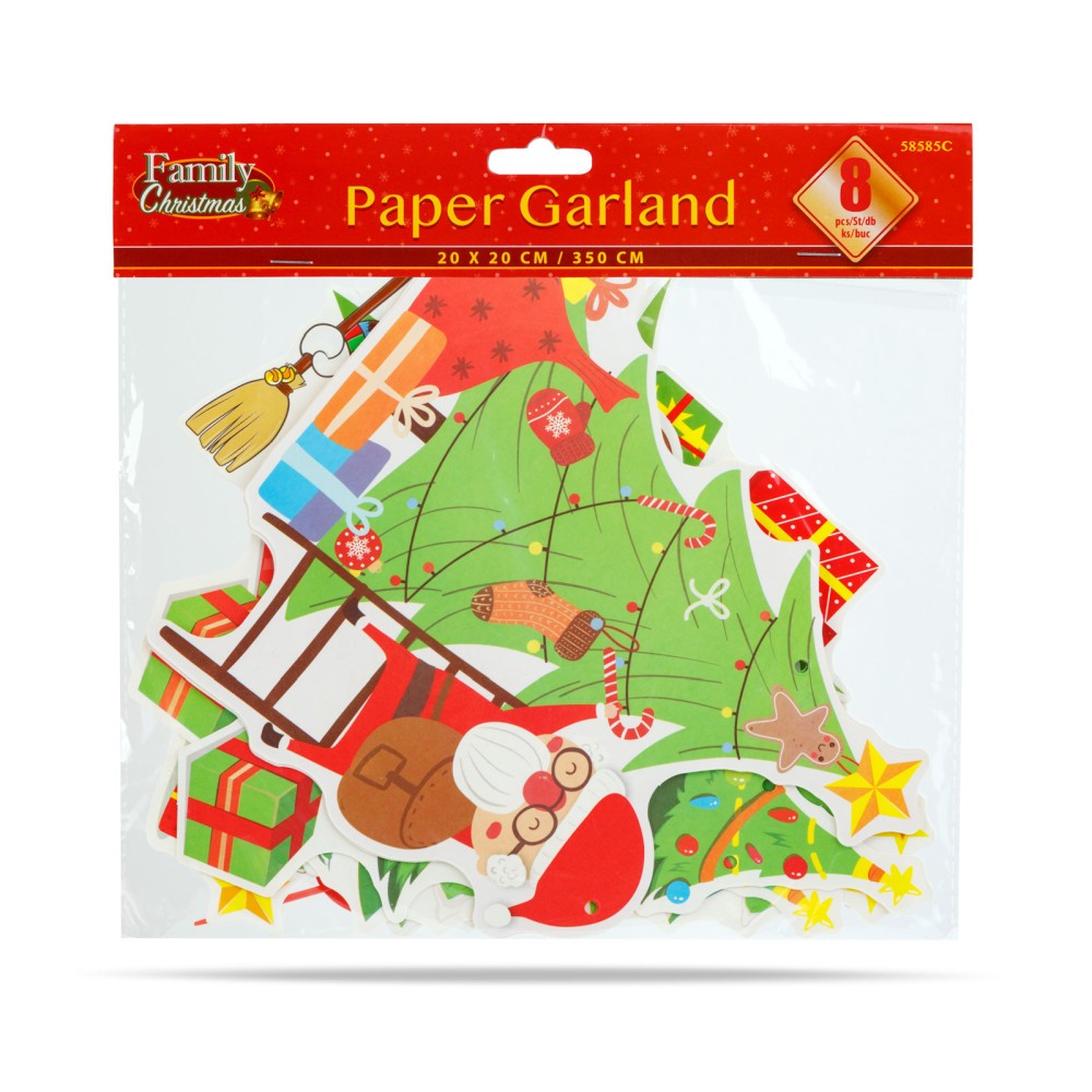Ghirlanda de hartie, Craciun, 8 brazi, 3.5m