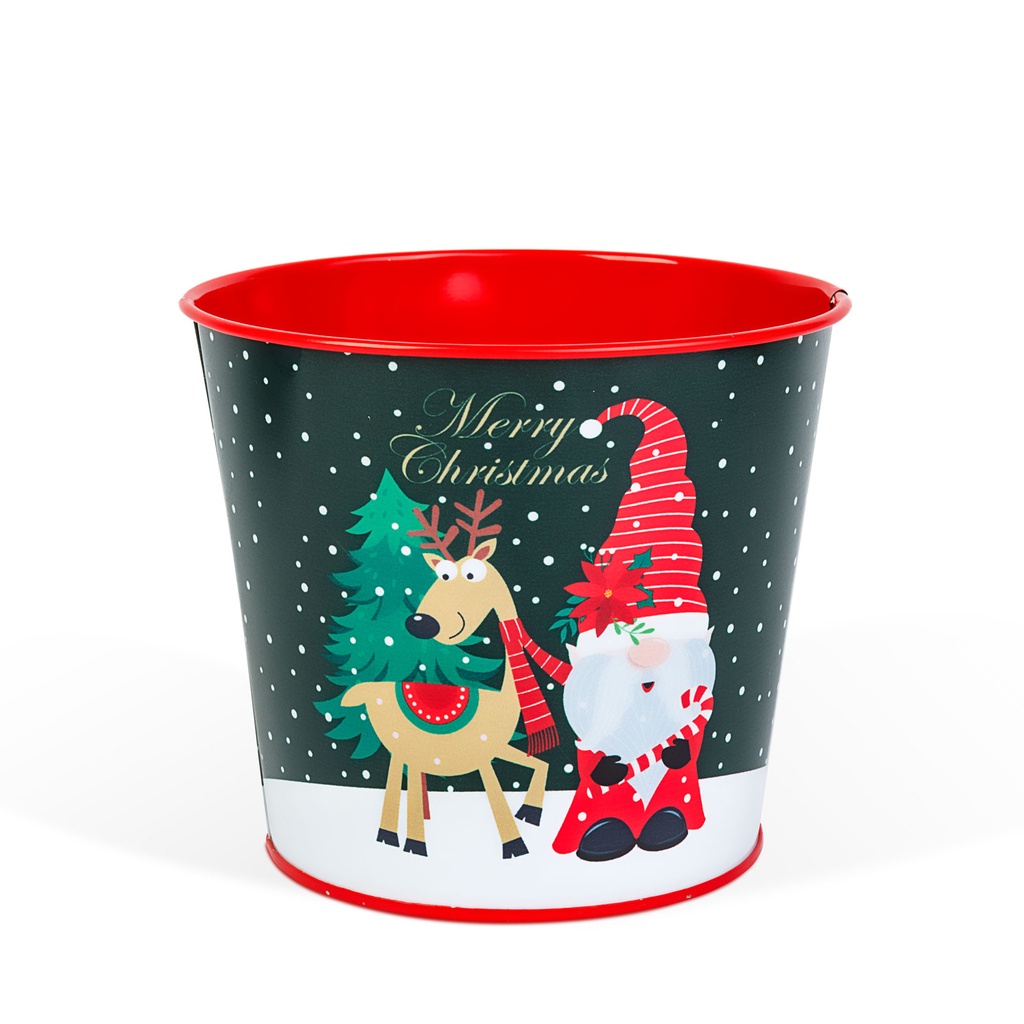 Ghiveci decorativ din metal, model spiridus, 13x11cm