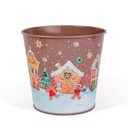 Ghiveci decorativ din metal, model turta dulce, 13x11cm