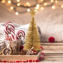 Mini decor pin artificial, sclipici, 18cm