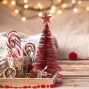 Mini decor pin artificial, sclipici, 18cm