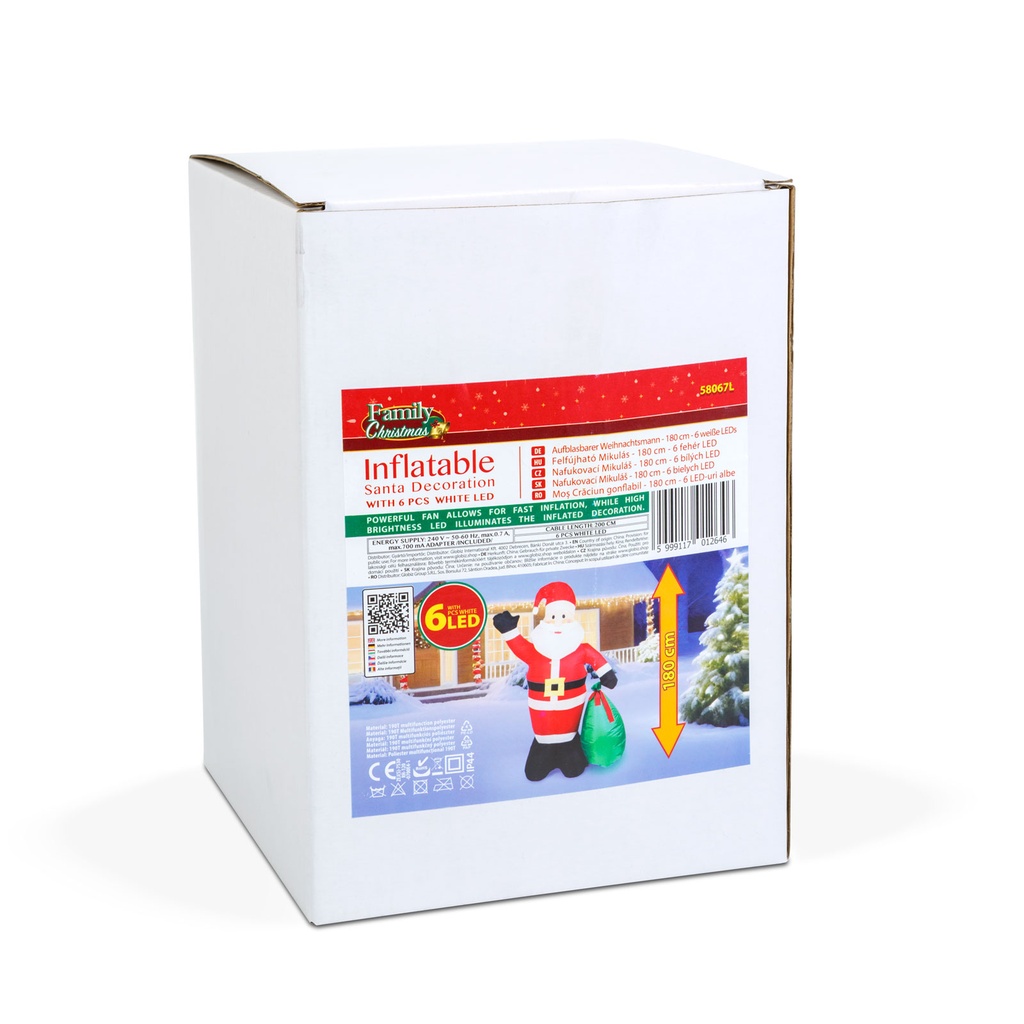 Mos Craciun gonflabil, 6 LED, alb, IP44, 180cm