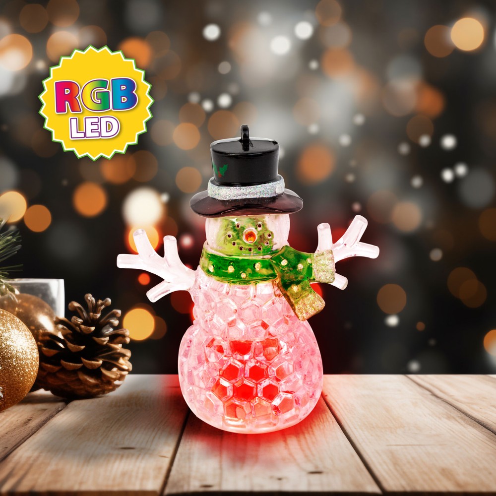 Om de zapada de Craciun cu LED RGB, verde, 9x8x5cm