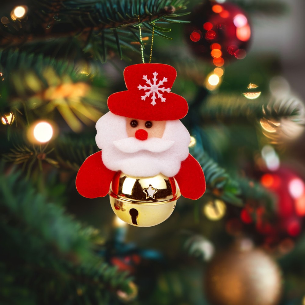 Ornament brad, Mos Craciun cu clopot, 11x10cm