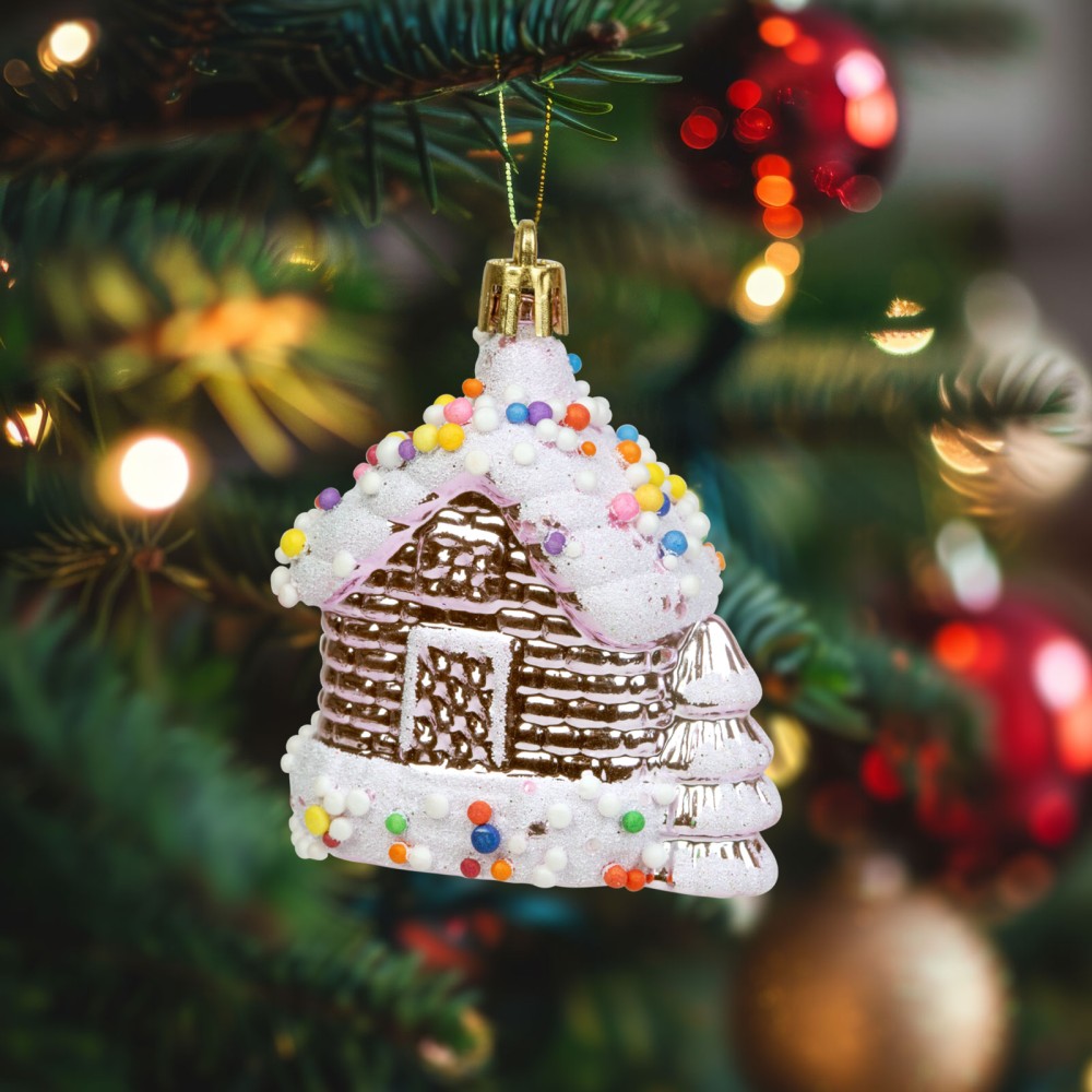 Ornament brad, casa, 8x6x4cm