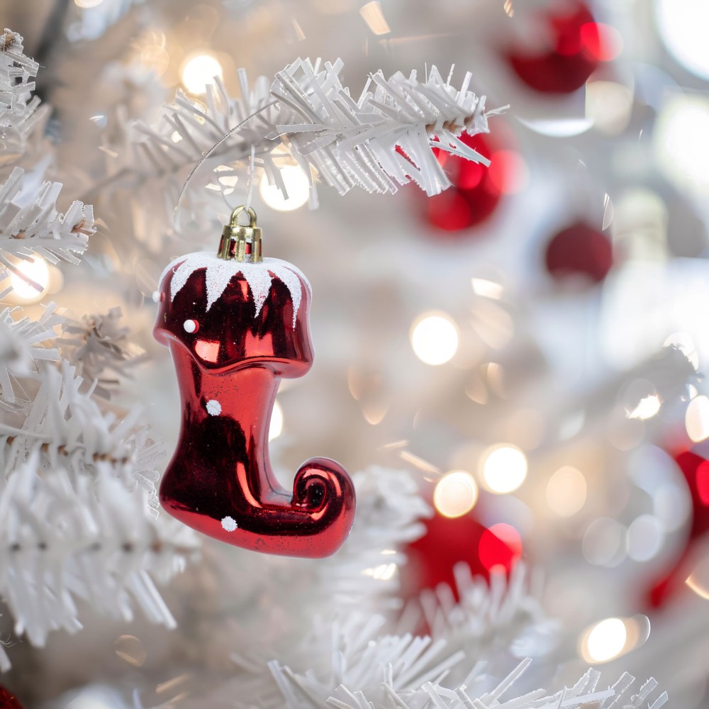 Ornament brad, cizme lucioase, 8x6x4cm