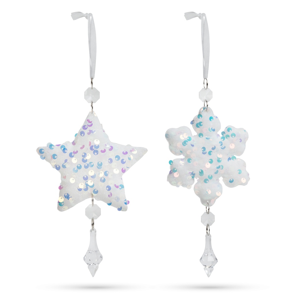 Ornament brad Craciun, stea si fulg, 2 forme