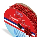 Panglica decor Craciun, lucioasa, rosie, 2.74m