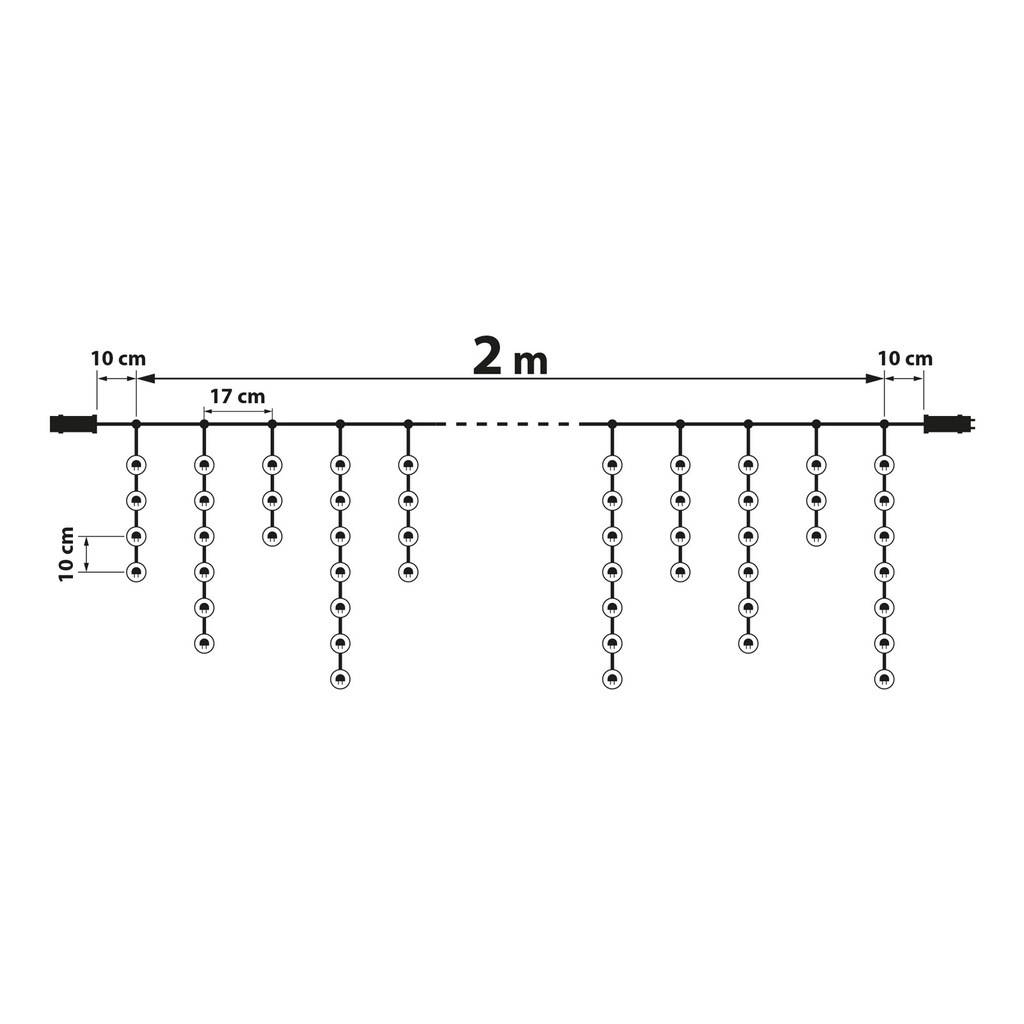Perdea luminoasa, 200 LED, IP44, 8 programe, 2.2m