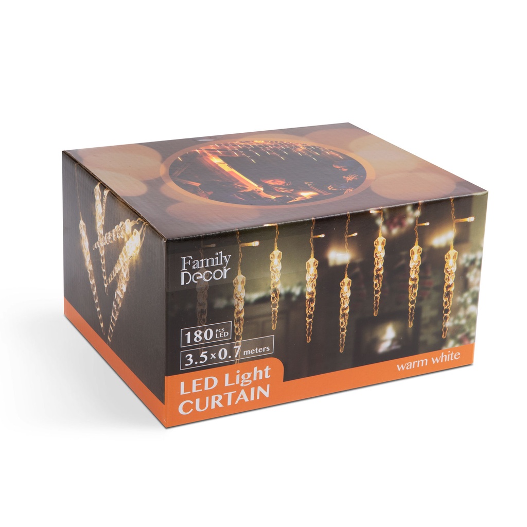 Perdea luminoasa, turturi 184 LED, IP44, 3.5x0.7m