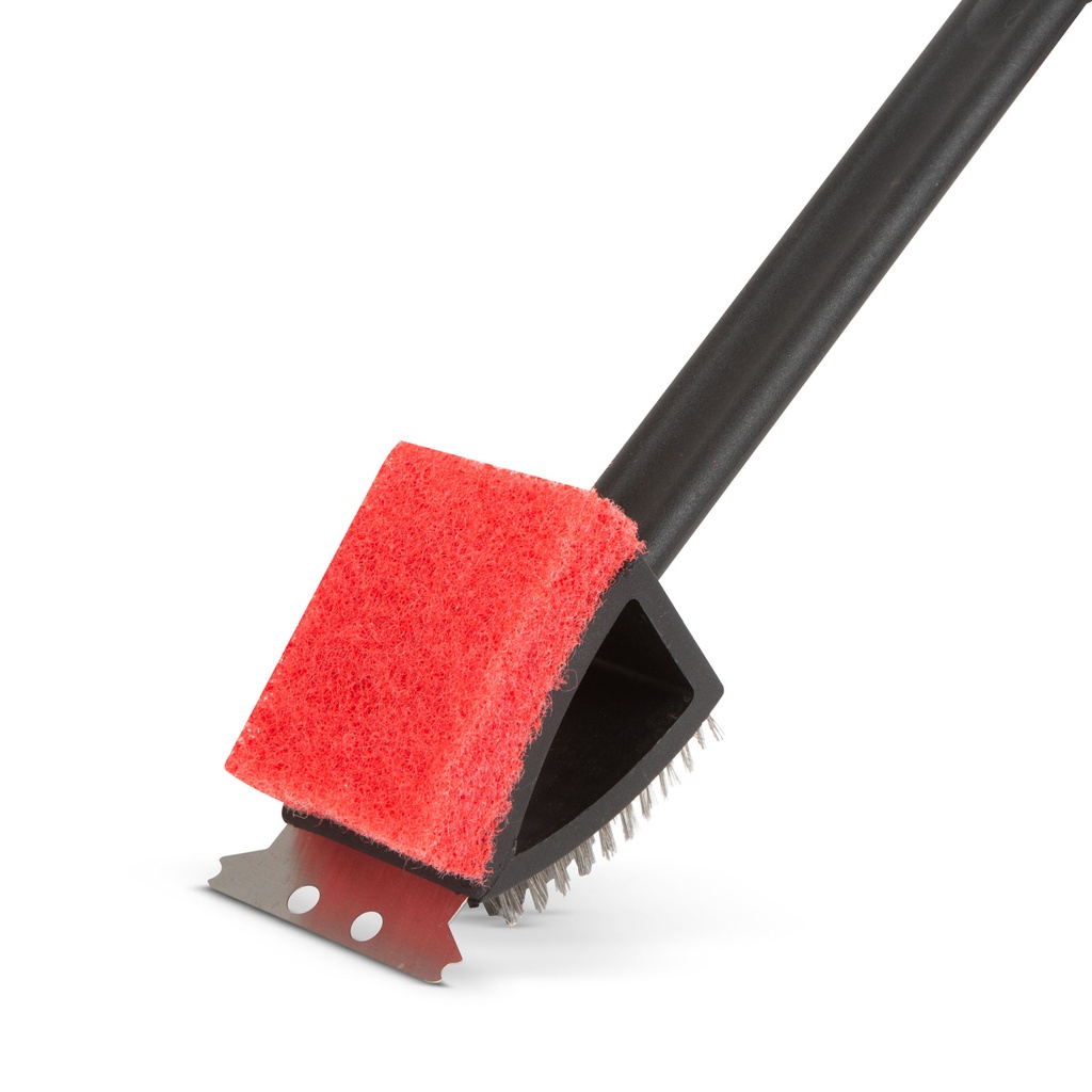 Perie si burete  pt gratar, maner plastic